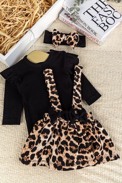 Babymod Leopard Patterned Stylish Baby Girl Gilet Skirt Dress