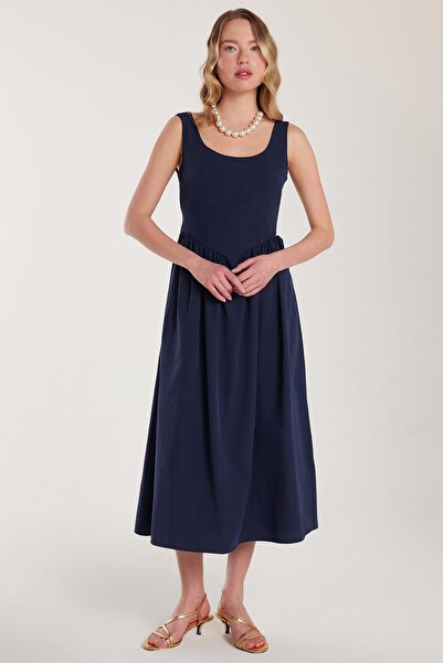 Tudors Жіноче стандартне бавовняне плаття з бантиком, деталізованим квадратни...