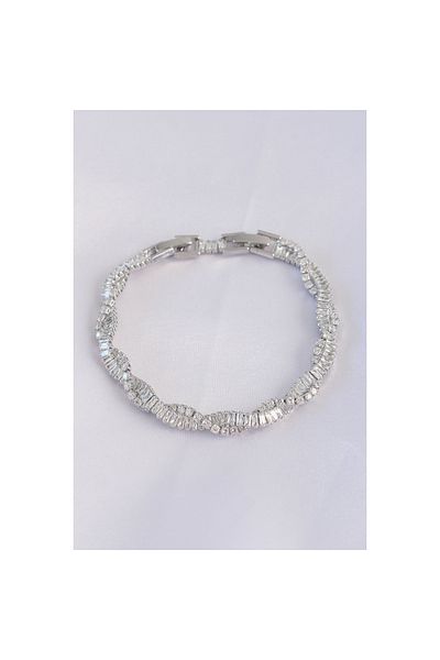 maarketim Vip Series Brass Zircon Stone Silver Color Spiral Model Bracelet