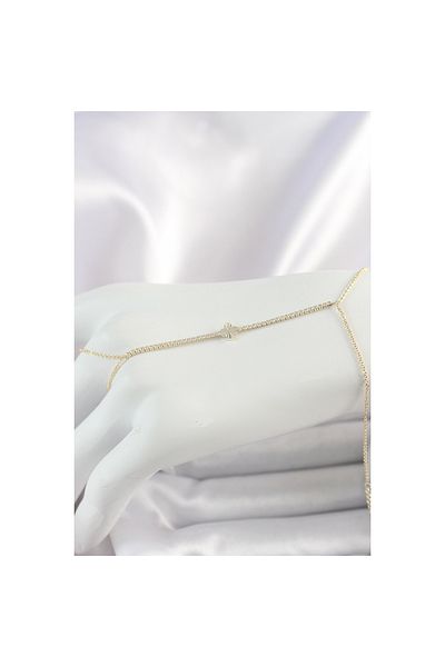 maarketim Brass Gold Color Waterway Zircon Stone Clover Model Women's Şahmeran