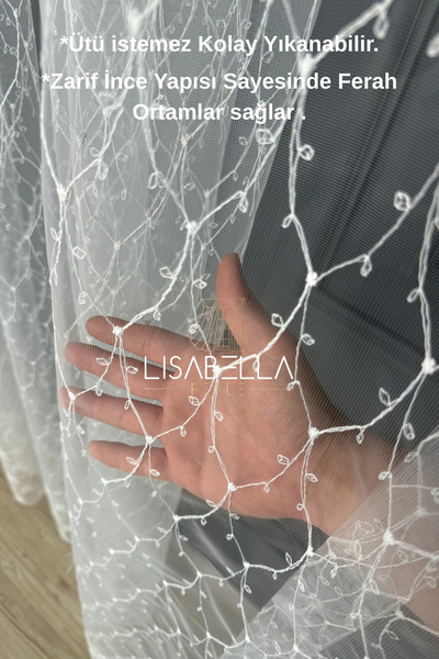 LisabellaHome Tul transparent de cristal (cu cusătură pliată 1x3) nu este nevoie de călcat.