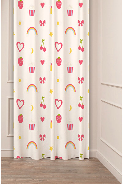 GREENDECOR ستارة خلفية لغرفة الأطفال باللون الوردي الكرزي بألوان قوس قزح بوهي...