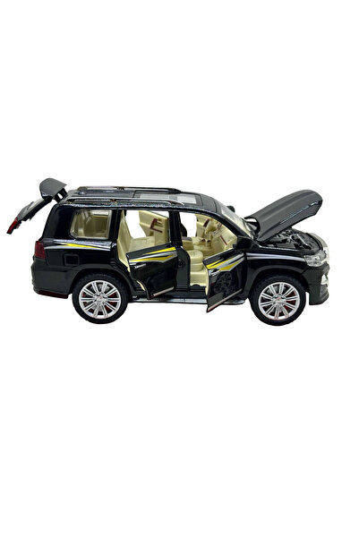 JPT Macheta SUV Toyota Land Cruiser Die-Cast 1:24 Negru cu Dungi Galbene- sun...