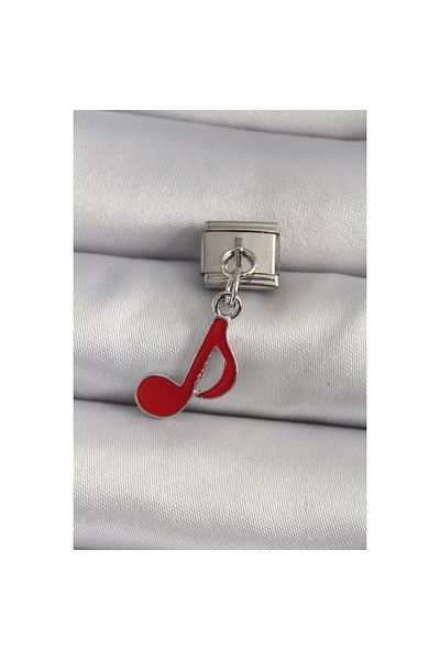 maarketim 316L Steel Silver Color Red Musical Note Model Nomination Charm