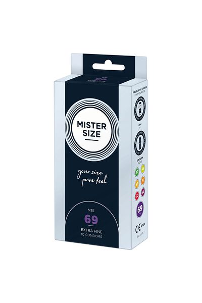 Mister Size Extra Fine Condoms, Perfectly Adapted, Maximum Comfort and Protection, Mister Size 69, 10 pieces