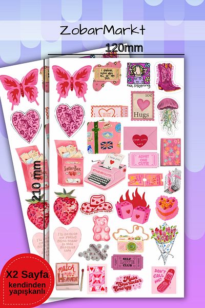 ZobarMarkt ONLINE MARKETING Pink Crush Mailbox Sticker Set (Bullet Journal- Agenda - Laptop)