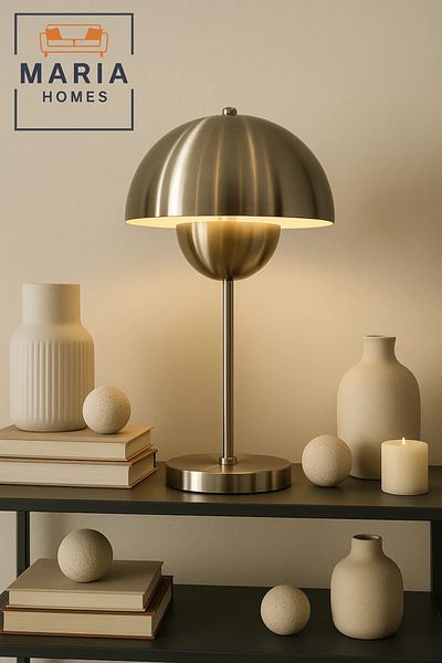 MARIA HOMES Brushed Metal Dome Desk Lamp