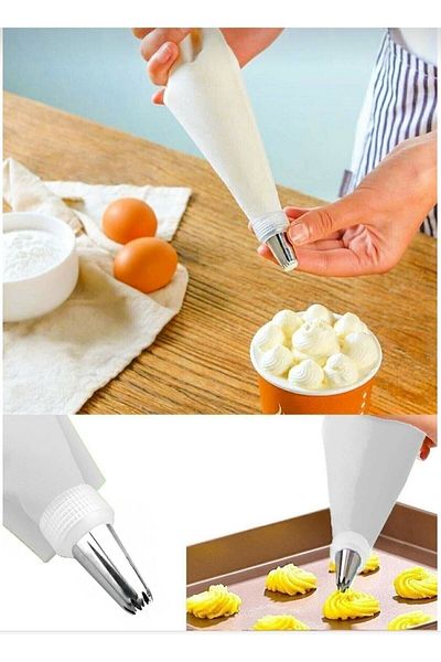 Snow Homs Cream Piping Bag Set 10 Pieces Pastry Cream Cake Decorating Bag with Stainless Steel Tip