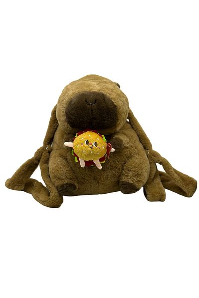 JPT Capybara Plush Backpack with Funny Little Capybara Yummy Hamburger