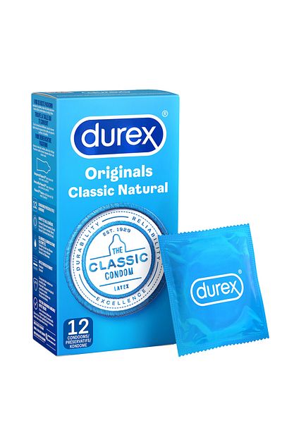 Durex Durex Originals Classic Natural Condoms, Undisputed Protection and Comfort, 12 pieces
