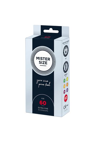 Mister Size Extra Fine Condoms, Perfectly Adapted, Maximum Comfort and Protection, Mister Size 60, 10 pieces