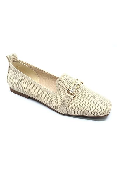 Kocamanlar Ayakkabı Feles Tiriko Blunt Toe Buckle Detailed Women's Ballerina Shoes Ten