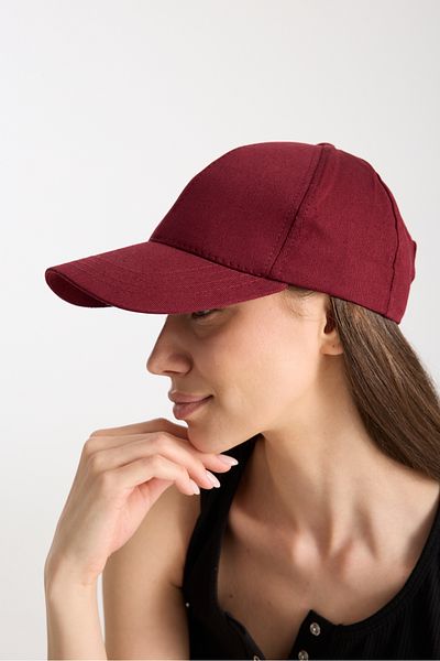 Moda Days Women's Burgundy Basic Adjustable Baseball Cap with Velcro Back