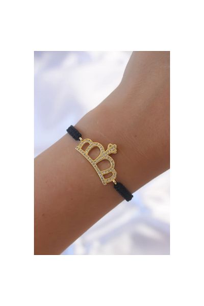 maarketim Gold Color Zircon Stone Crown Figure Macrame Bracelet