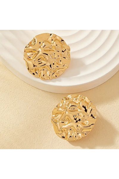 HDCreativeDesign 1 Pair Textured Geometric Steel Earrings