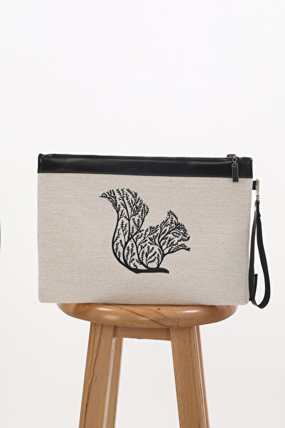 Ju Yaratıcı Tasarım محفظة مطرزة وحقيبة كلاتش سنجاب