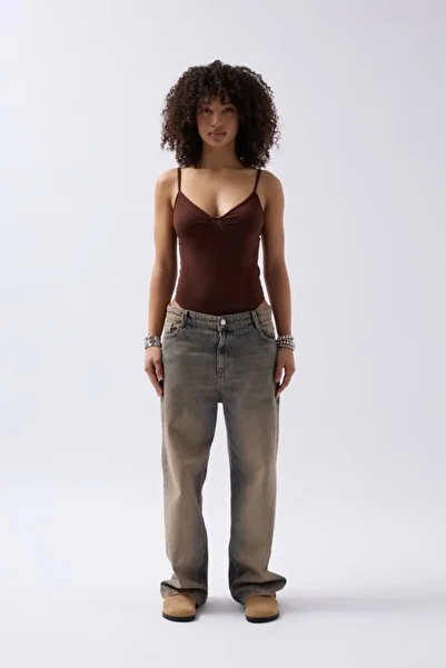 MODA Gathered Front Strappy Bodysuit