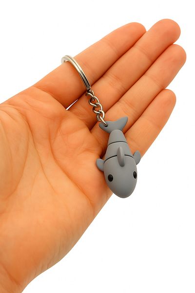edoy Cute Gray Shark Keychain – Fun Accessory for Bag Zipper