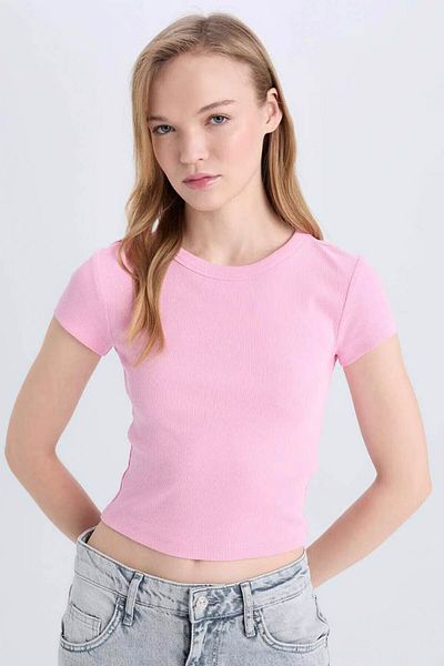 DeFacto Γυναικείο T-shirt Crew Neck Basic Pink E0287ax/pn614