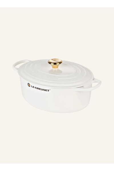 Le Creuset 31 cm Oval Emaye Döküm Tencere Kiraz Kırmızısı Altın Kapaklı