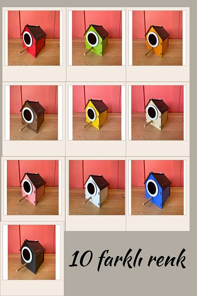 WoodenZoo Wooden Decorative Bird House Nest, Nest, Balcony, Garden Accessory 10 Pcs
