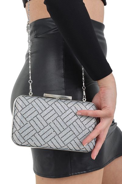İslamEREN Black Rough Stone Women's Evening Dress Bag / Women's Wedding Engagement and Evening Bag