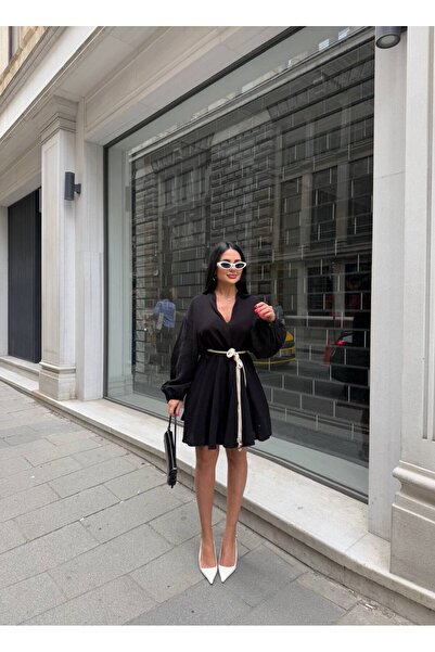 LB Laluna Butik Women's Waist Tie Pleated Dress