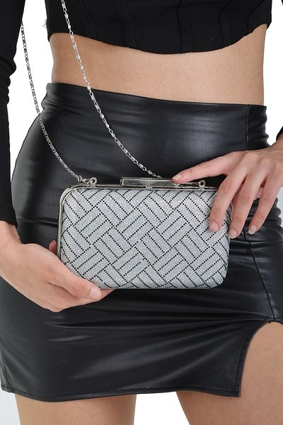 İslamEREN Black Rough Stone Women's Evening Dress Bag / Women's Wedding Engagement and Evening Bag
