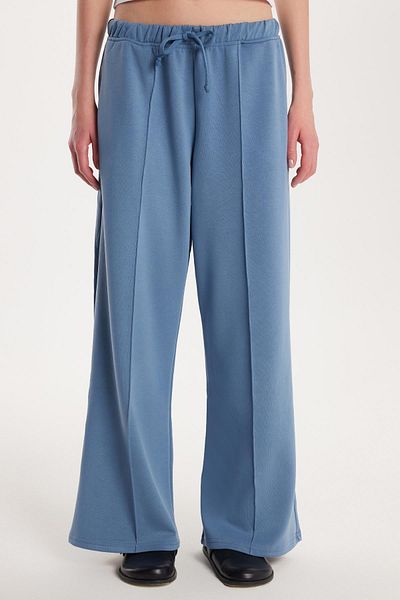 Tudors Women's Modal Fabric Slim Fit Slim Fit Elastic Waist Lace up Blue Trousers