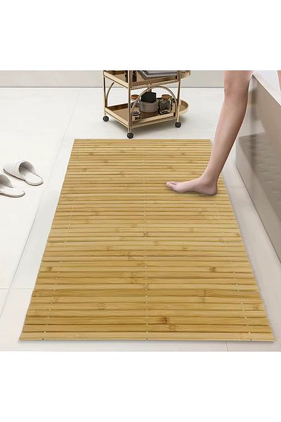 Snow Homs Bamboo Bath Mat Anti-Slip Washing Machine Cover Kitchen Dish Mat Waterproof 45X75