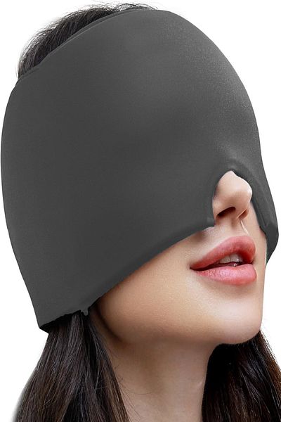 SEVENHILLSTURKEY Migraine and Headache Relief Headgear, Hot and Cold Compress Hat, Ice Pack Bandage (Gray)