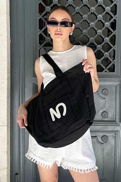 VAGGON Women's Black Pocket Detailed Cloth Bag V00029-B