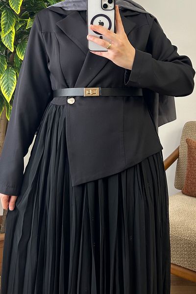 Nees Double-breasted Chiffon Dress