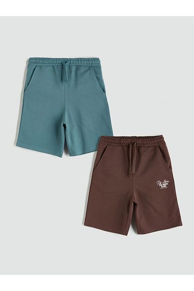 LC Waikiki Lcw Kids Brown Elastic Waist Boys Shorts 2-Pack
