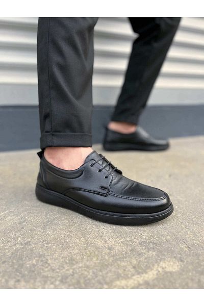 Joy Ayakkabı JY0510 Clasica Lace-up Skin Ανδρικά καθημερινά κλασικά παπούτσια CST - Μαύρα