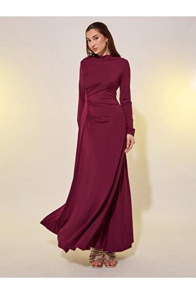 Styli فستان ماكسي سادة بخصر مجمع وخط A