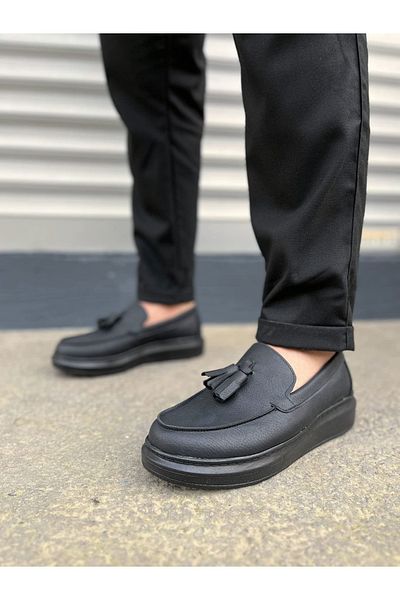Joy Ayakkabı Jy154 Blaze Laceless Tasseled Skin Men's Casual Sports Classic Shoes Cst - Black
