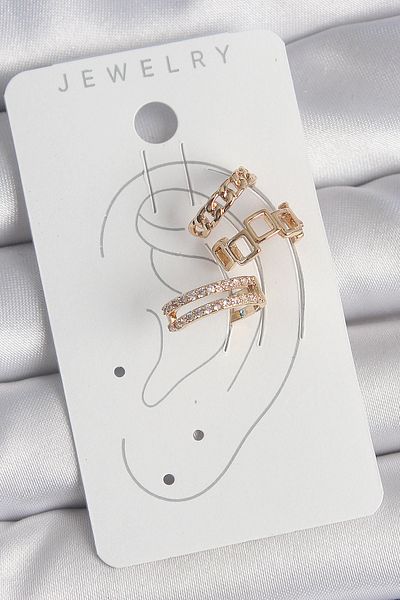 Store أقراط نسائية من حجر الزركون المربع من النحاس باللون الذهبي - Tj-bkp10588