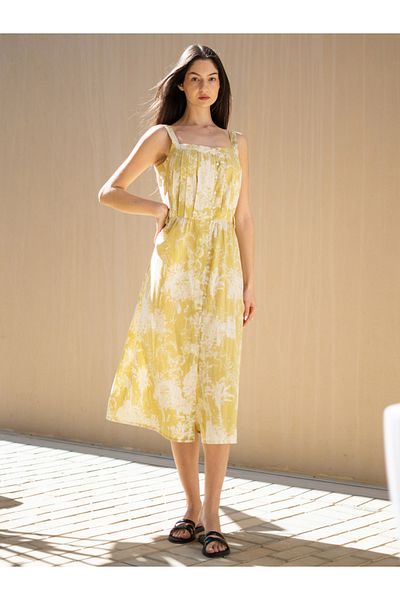 Sanskrutihomes By Styli All-Over Print Sleeveless A-Line Knee-Length Dress