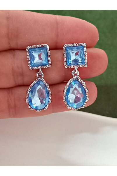 mos&more Mavi Taşlı Gümüş Kadın Küpe