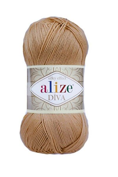 Alize 5 Pieces Diva Mercerized Thin Yarn Summer Bikini Bustier Blouse Knitting Yarn 369 Caramel-cookie