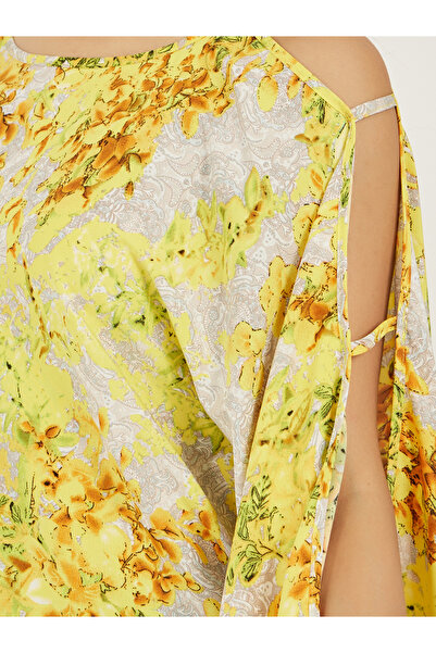 Take Two By Styli Floral Print Cold Shoulder Sleeves Blouse