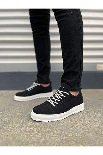 Joy Ayakkabı JY152 Cool Lace-up Suede Ανδρικά καθημερινά αθλητικά κλασικά παπούτσια SBT - Μαύρα