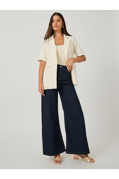 Styli Regular Fit Short Sleeve Notch Label Blazer