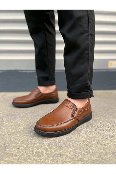 Joy Ayakkabı JY0410 Classique Laceless Skin Ανδρικά καθημερινά κλασικά παπούτσια CST - Καφέ