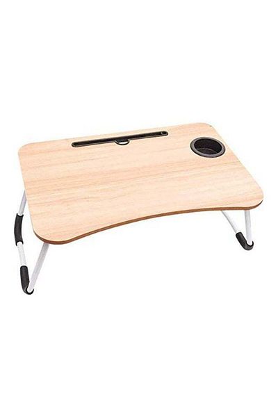 Generic Folding Bed Laptop Table Brown/White 60x40cm