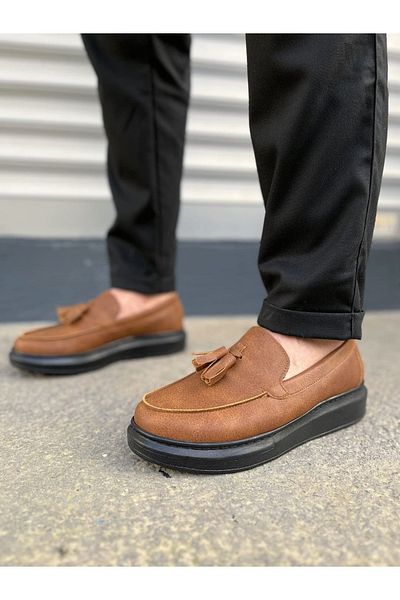 Joy Ayakkabı JY154 Blaze Laceless Tassel Skin Ανδρικά καθημερινά αθλητικά κλασικά παπούτσια CST - Tan