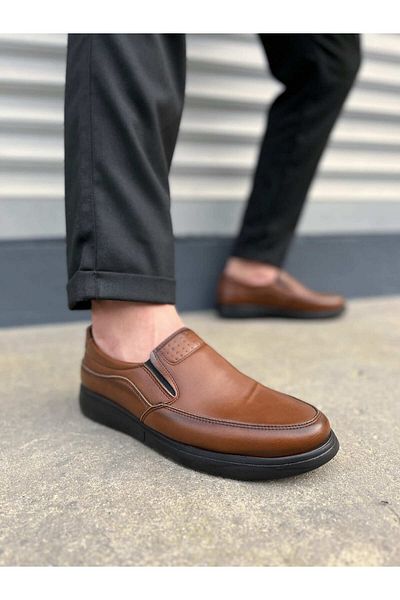 Joy Ayakkabı JY0410 Classique Laceless Skin Ανδρικά καθημερινά κλασικά παπούτσια CST - Καφέ
