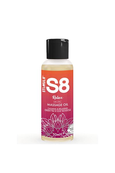 Stimul8 S8 Ulei Erotic pentru Masaj, Ceai Verde si Flori de Liliac, S8 Relax, 50ml