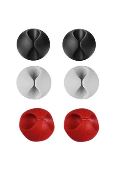 lunavisore Adhesive Cable Fixer Organizer 6 Pack (2 White-2 Red-2 Black)